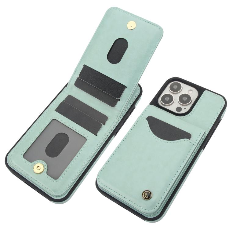 For iPhone 13 Pro Max AwQuer Vertical Flip Card Bag Holder Leather Phone Case(Green)