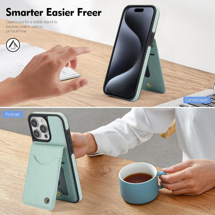 For iPhone 13 Pro Max AwQuer Vertical Flip Card Bag Holder Leather Phone Case(Green)