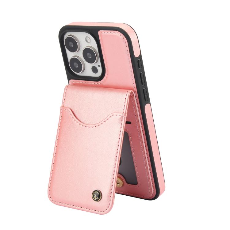 For iPhone 13 Pro Max AwQuer Vertical Flip Card Bag Holder Leather Phone Case(Rose Gold)