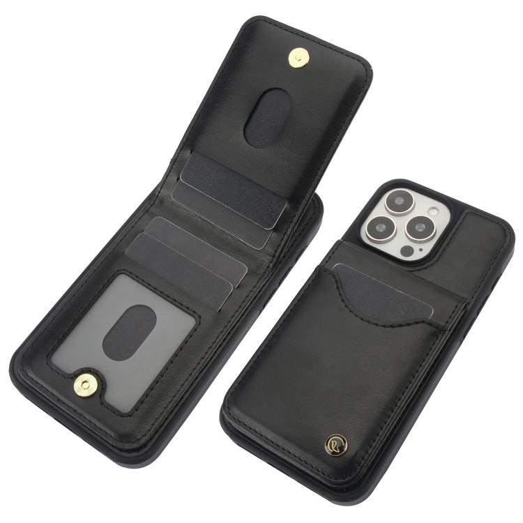 For iPhone 13 Pro AwQuer Vertical Flip Card Bag Holder Leather Phone Case(Black)