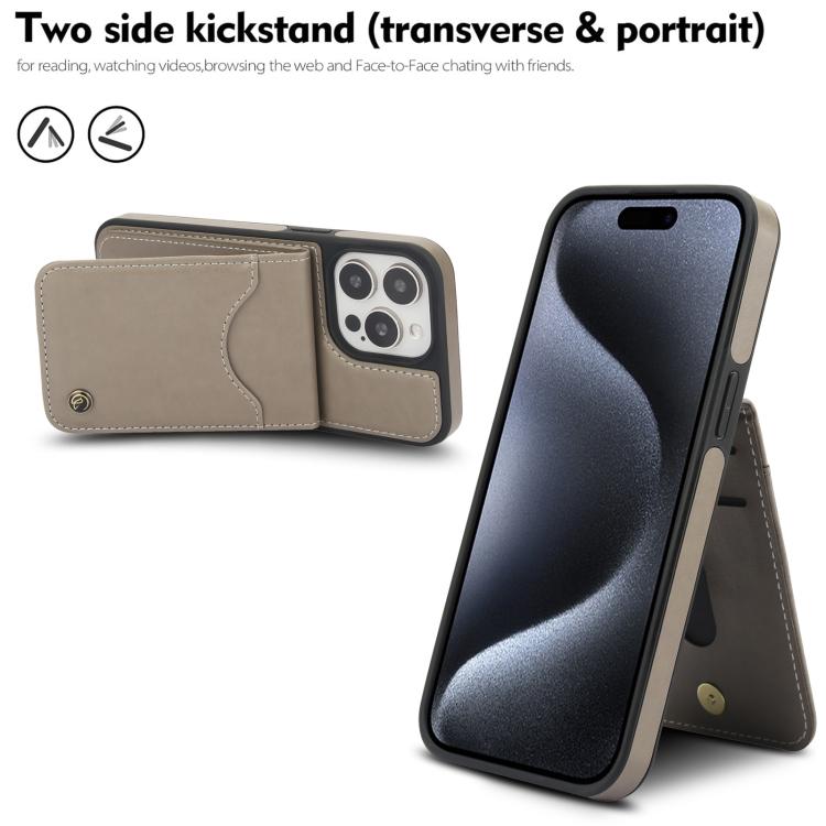 For iPhone 13 Pro AwQuer Vertical Flip Card Bag Holder Leather Phone Case(Grey)