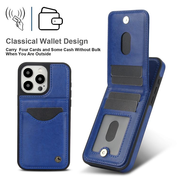 For iPhone 13 Pro AwQuer Vertical Flip Card Bag Holder Leather Phone Case(Blue)