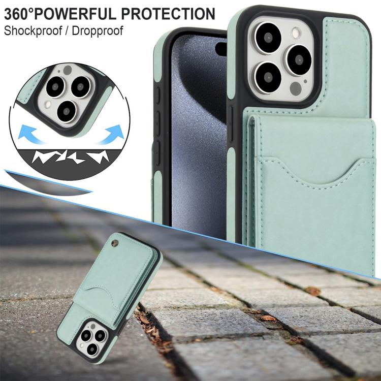 For iPhone 13 Pro AwQuer Vertical Flip Card Bag Holder Leather Phone Case(Green)