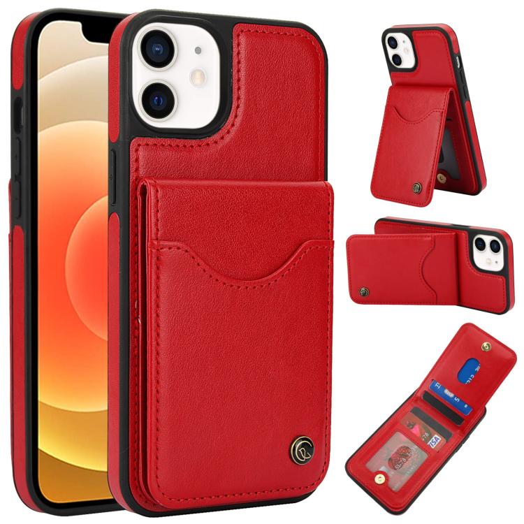 For iPhone 12 / 12 Pro AwQuer Vertical Flip Card Bag Holder Leather Phone Case(Red)