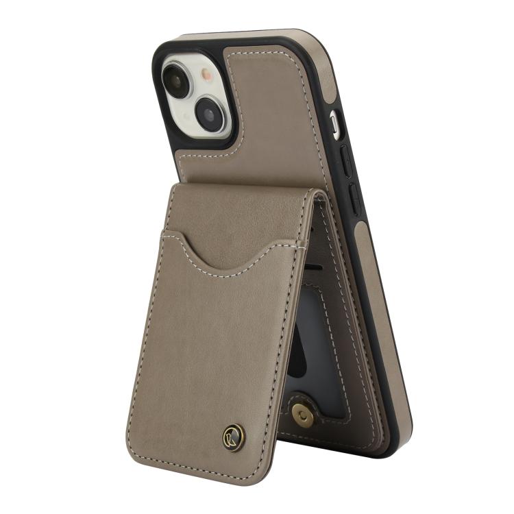 For iPhone 12 / 12 Pro AwQuer Vertical Flip Card Bag Holder Leather Phone Case(Grey)