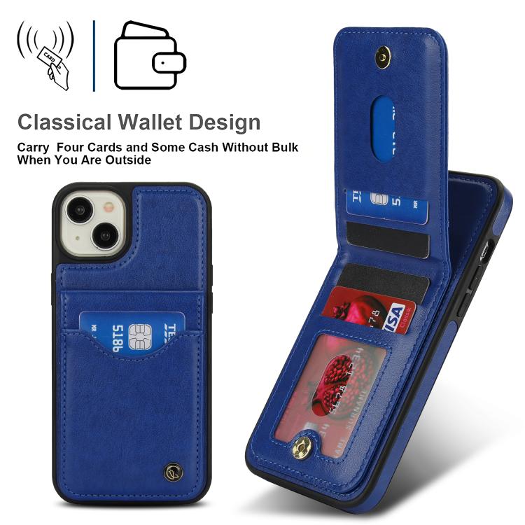 For iPhone 12 / 12 Pro AwQuer Vertical Flip Card Bag Holder Leather Phone Case(Blue)