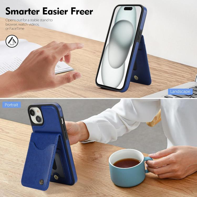 For iPhone 12 / 12 Pro AwQuer Vertical Flip Card Bag Holder Leather Phone Case(Blue)