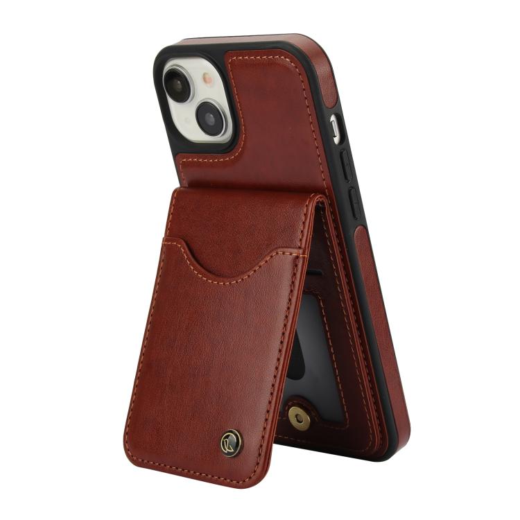 For iPhone 12 / 12 Pro AwQuer Vertical Flip Card Bag Holder Leather Phone Case(Brown)
