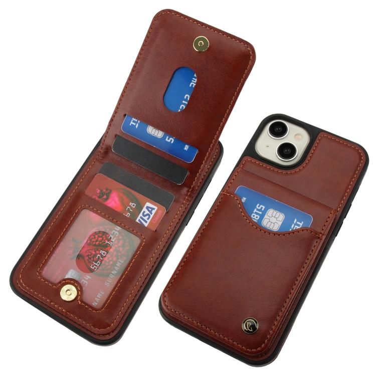 For iPhone 12 / 12 Pro AwQuer Vertical Flip Card Bag Holder Leather Phone Case(Brown)