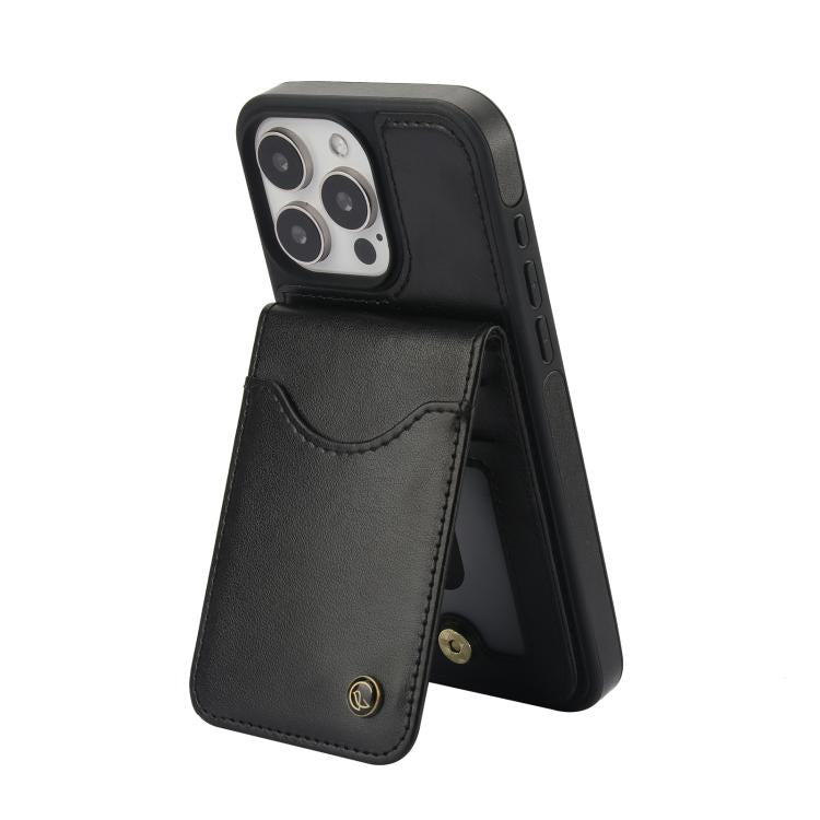 For iPhone 12 Pro Max AwQuer Vertical Flip Card Bag Holder Leather Phone Case(Black)