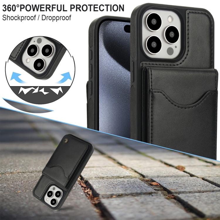 For iPhone 12 Pro Max AwQuer Vertical Flip Card Bag Holder Leather Phone Case(Black)