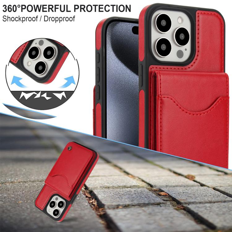 For iPhone 12 Pro Max AwQuer Vertical Flip Card Bag Holder Leather Phone Case(Red)