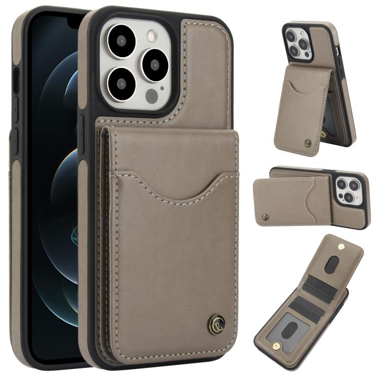 For iPhone 12 Pro Max AwQuer Vertical Flip Card Bag Holder Leather Phone Case(Grey)