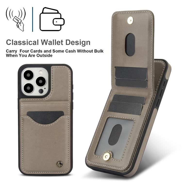 For iPhone 12 Pro Max AwQuer Vertical Flip Card Bag Holder Leather Phone Case(Grey)