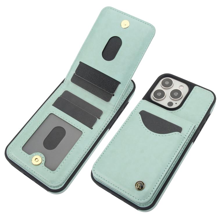 For iPhone 12 Pro Max AwQuer Vertical Flip Card Bag Holder Leather Phone Case(Green)