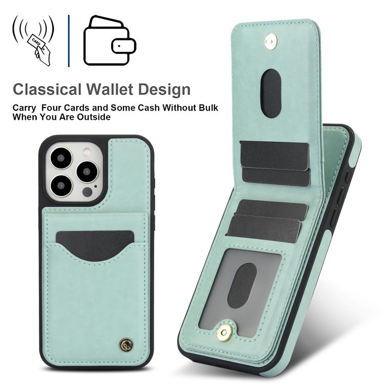 For iPhone 12 Pro Max AwQuer Vertical Flip Card Bag Holder Leather Phone Case(Green)