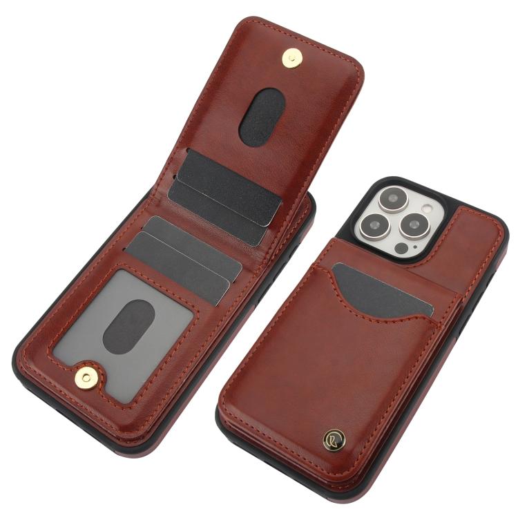 For iPhone 12 Pro Max AwQuer Vertical Flip Card Bag Holder Leather Phone Case(Brown)