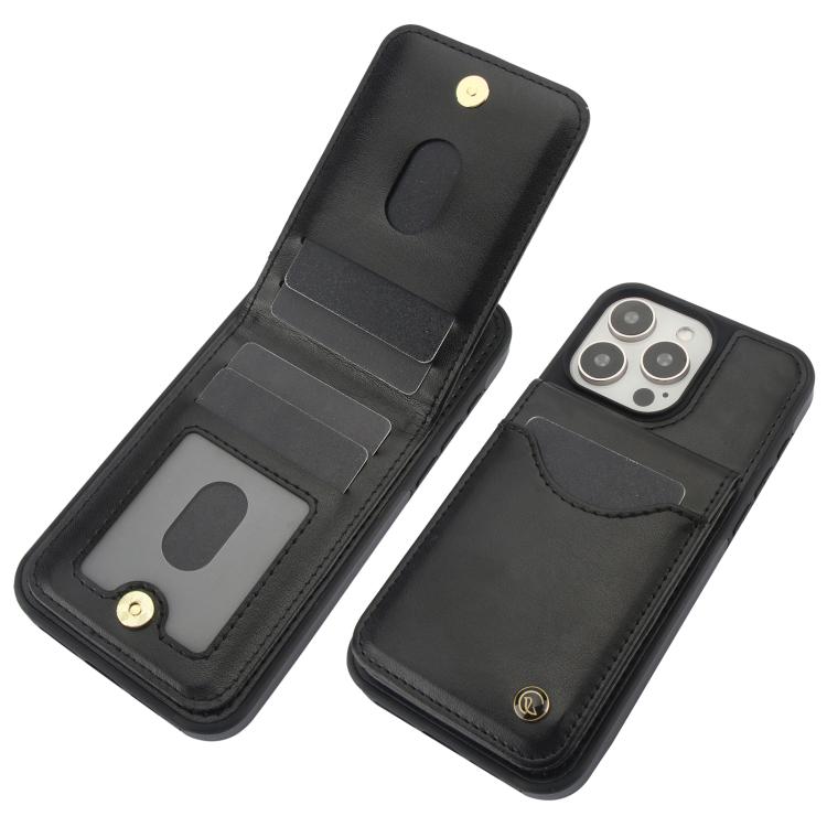 For iPhone 11 Pro Max AwQuer Vertical Flip Card Bag Holder Leather Phone Case(Black)