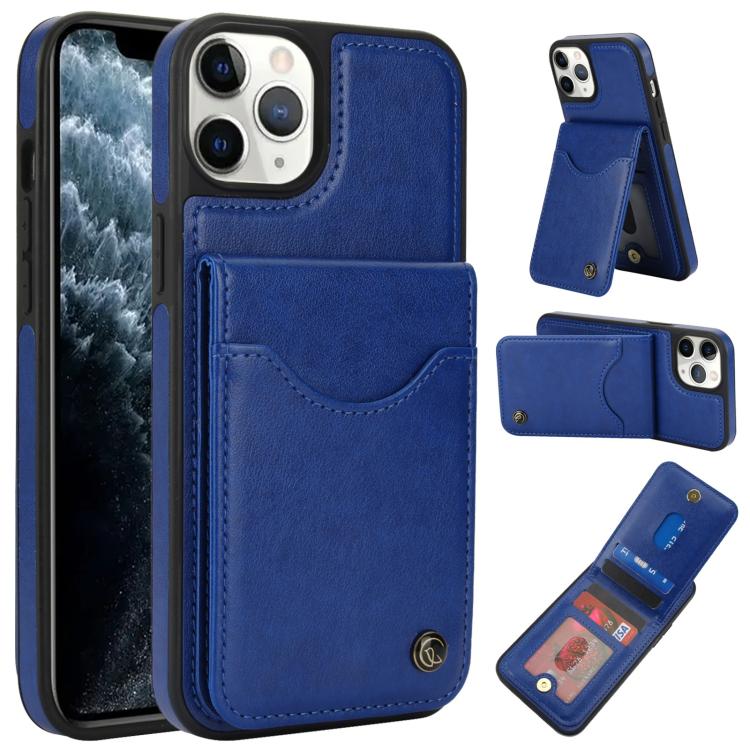 For iPhone 11 Pro Max AwQuer Vertical Flip Card Bag Holder Leather Phone Case(Blue)