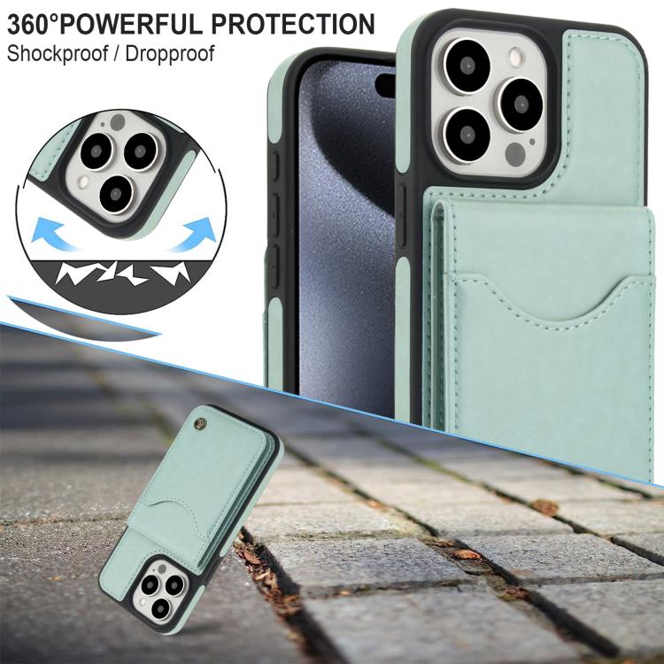 For iPhone 11 Pro Max AwQuer Vertical Flip Card Bag Holder Leather Phone Case(Green)