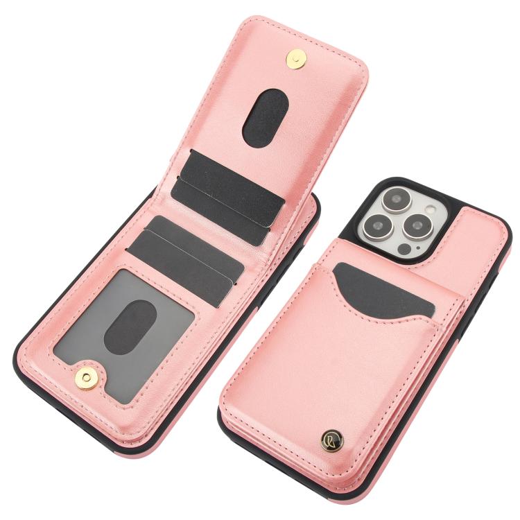 For iPhone 11 Pro Max AwQuer Vertical Flip Card Bag Holder Leather Phone Case(Rose Gold)
