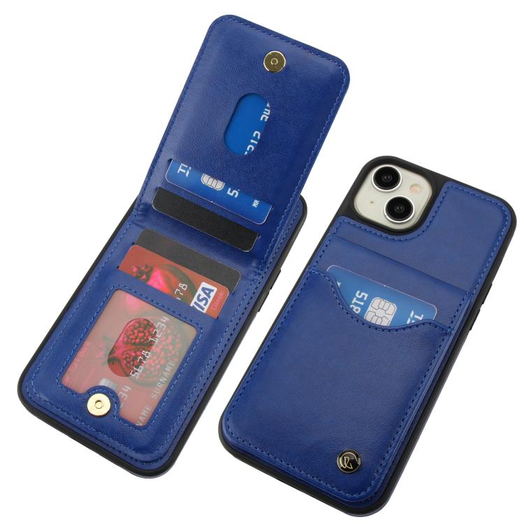 For iPhone 11 AwQuer Vertical Flip Card Bag Holder Leather Phone Case(Blue)