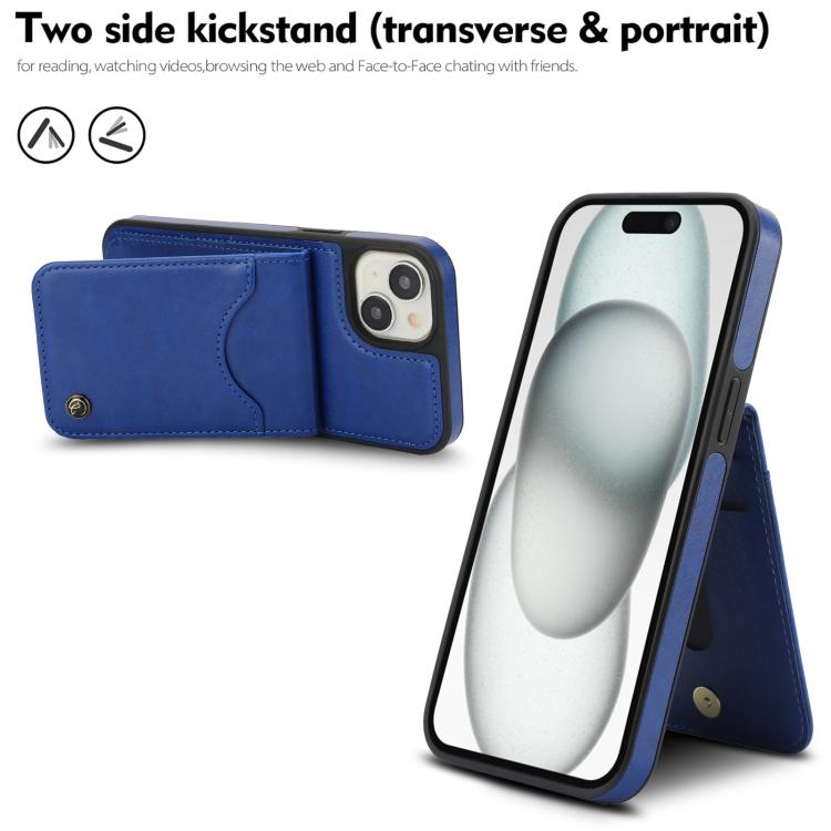 For iPhone 11 AwQuer Vertical Flip Card Bag Holder Leather Phone Case(Blue)