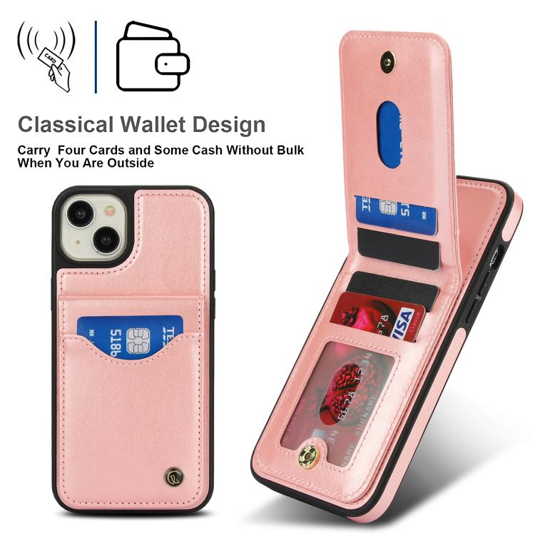For iPhone 11 AwQuer Vertical Flip Card Bag Holder Leather Phone Case(Rose Gold)
