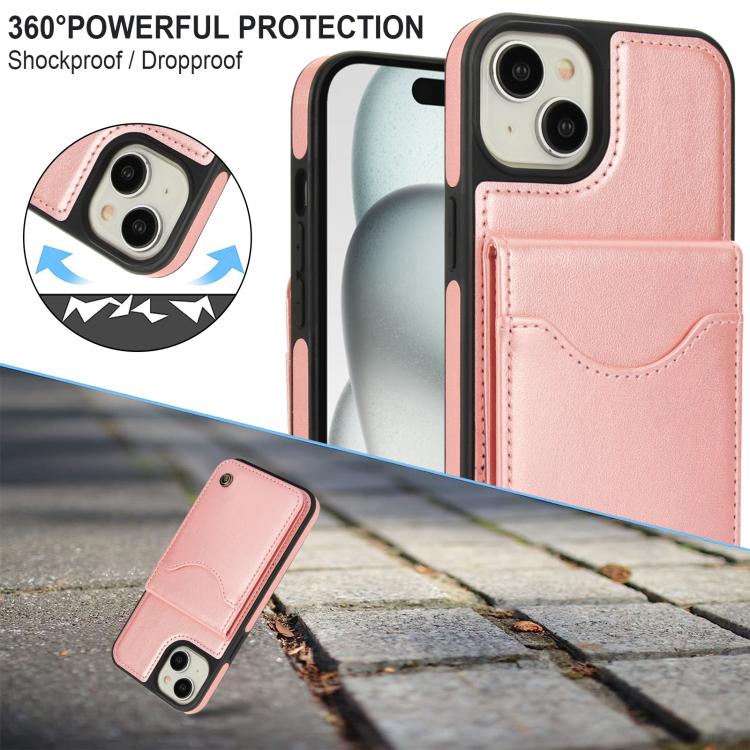 For iPhone 11 AwQuer Vertical Flip Card Bag Holder Leather Phone Case(Rose Gold)