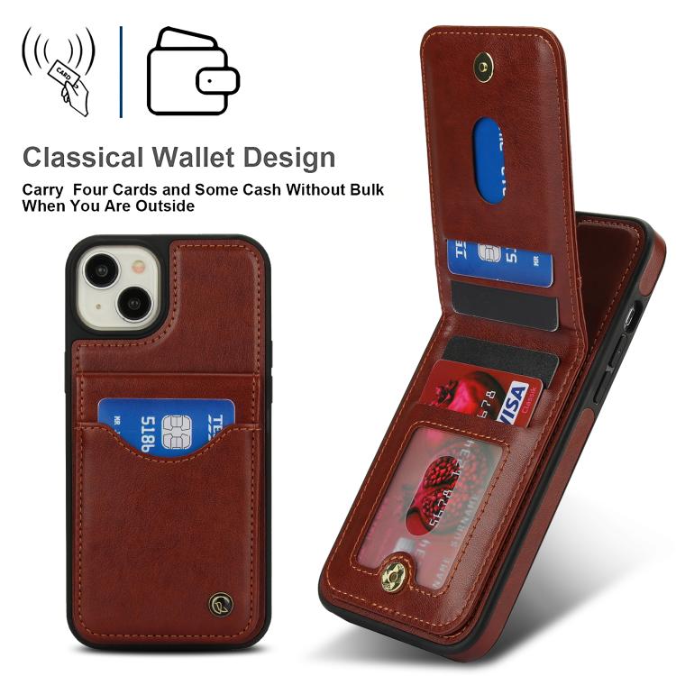 For iPhone 11 AwQuer Vertical Flip Card Bag Holder Leather Phone Case(Brown)