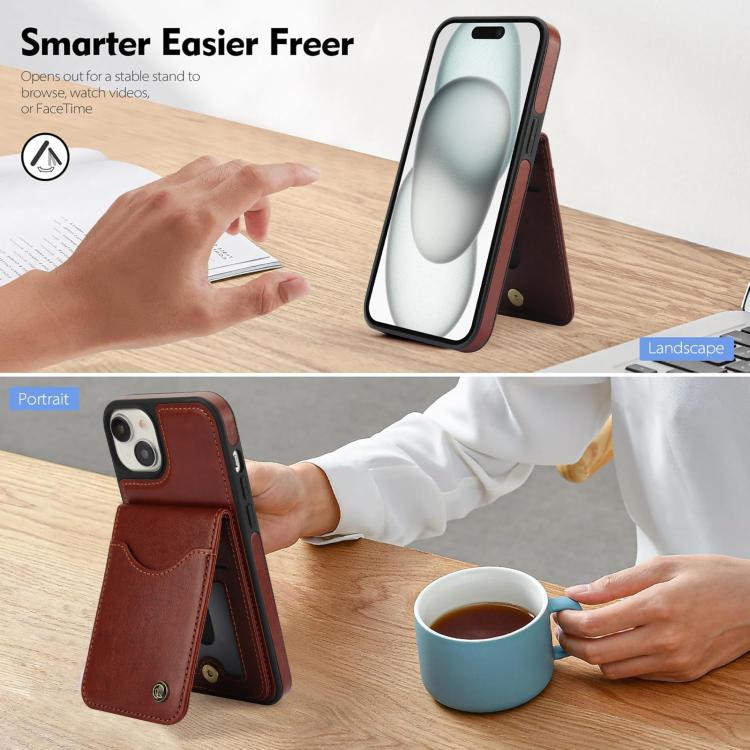 For iPhone 11 AwQuer Vertical Flip Card Bag Holder Leather Phone Case(Brown)