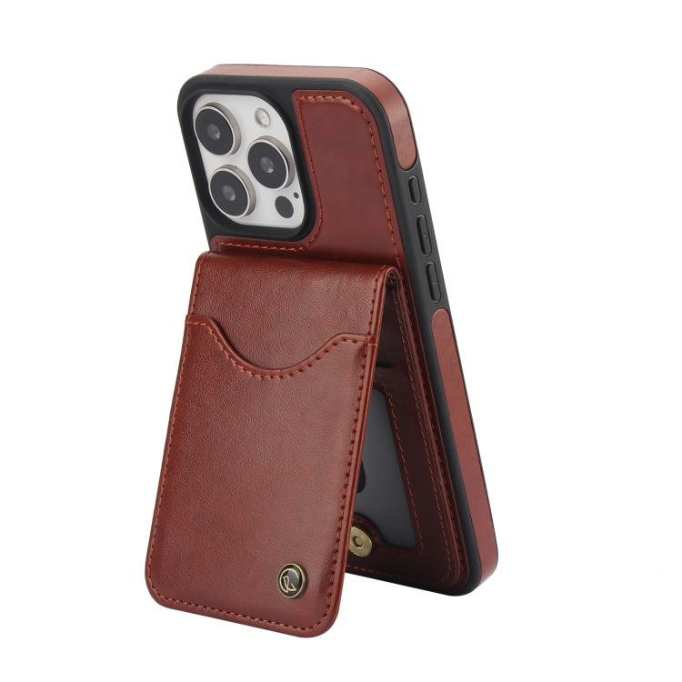 For iPhone 11 Pro AwQuer Vertical Flip Card Bag Holder Leather Phone Case(Brown)