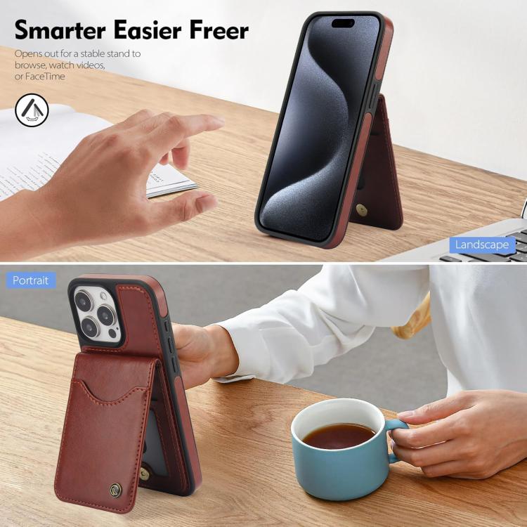 For iPhone 11 Pro AwQuer Vertical Flip Card Bag Holder Leather Phone Case(Brown)