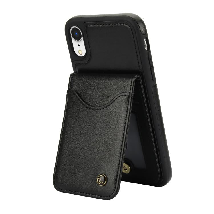 For iPhone X / XS AwQuer Vertical Flip Card Bag Holder Leather Phone Case(Black)