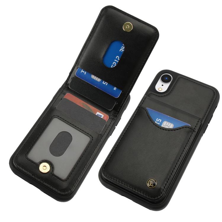 For iPhone X / XS AwQuer Vertical Flip Card Bag Holder Leather Phone Case(Black)