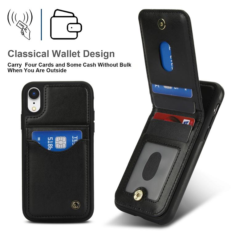 For iPhone X / XS AwQuer Vertical Flip Card Bag Holder Leather Phone Case(Black)
