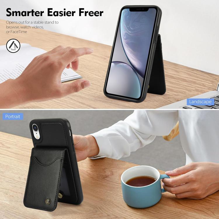 For iPhone X / XS AwQuer Vertical Flip Card Bag Holder Leather Phone Case(Black)