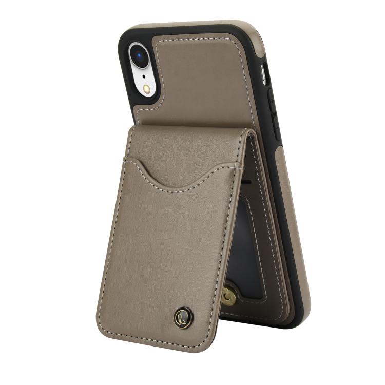 For iPhone X / XS AwQuer Vertical Flip Card Bag Holder Leather Phone Case(Grey)