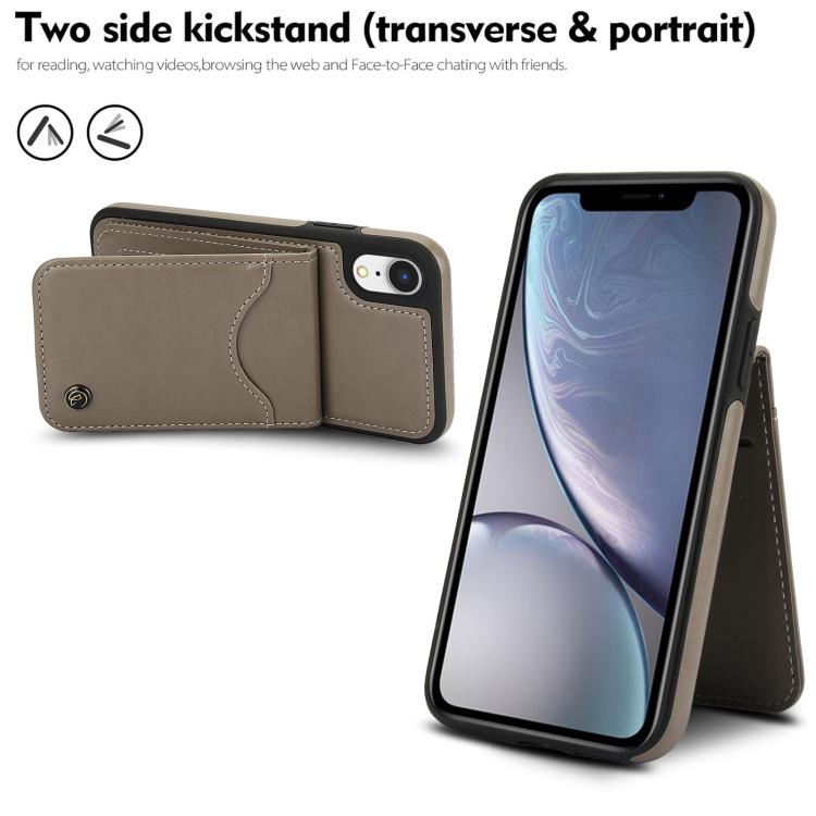 For iPhone X / XS AwQuer Vertical Flip Card Bag Holder Leather Phone Case(Grey)