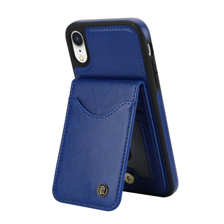 For iPhone X / XS AwQuer Vertical Flip Card Bag Holder Leather Phone Case(Blue)