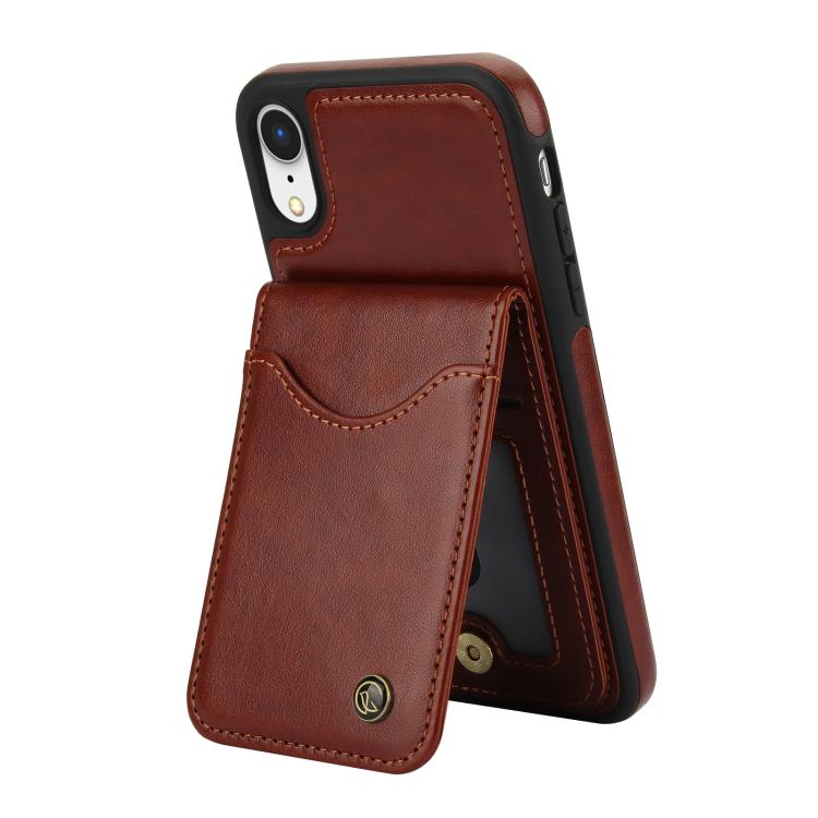 For iPhone X / XS AwQuer Vertical Flip Card Bag Holder Leather Phone Case(Brown)