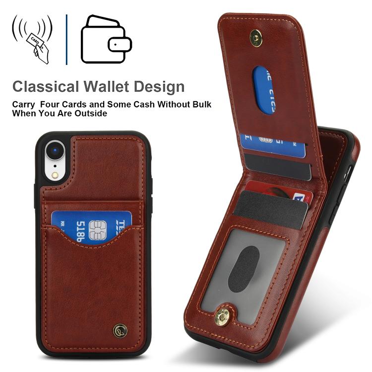 For iPhone X / XS AwQuer Vertical Flip Card Bag Holder Leather Phone Case(Brown)