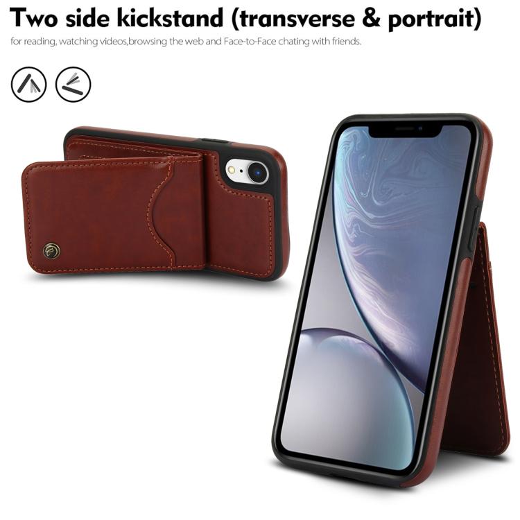 For iPhone X / XS AwQuer Vertical Flip Card Bag Holder Leather Phone Case(Brown)