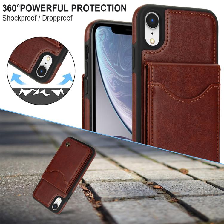 For iPhone X / XS AwQuer Vertical Flip Card Bag Holder Leather Phone Case(Brown)