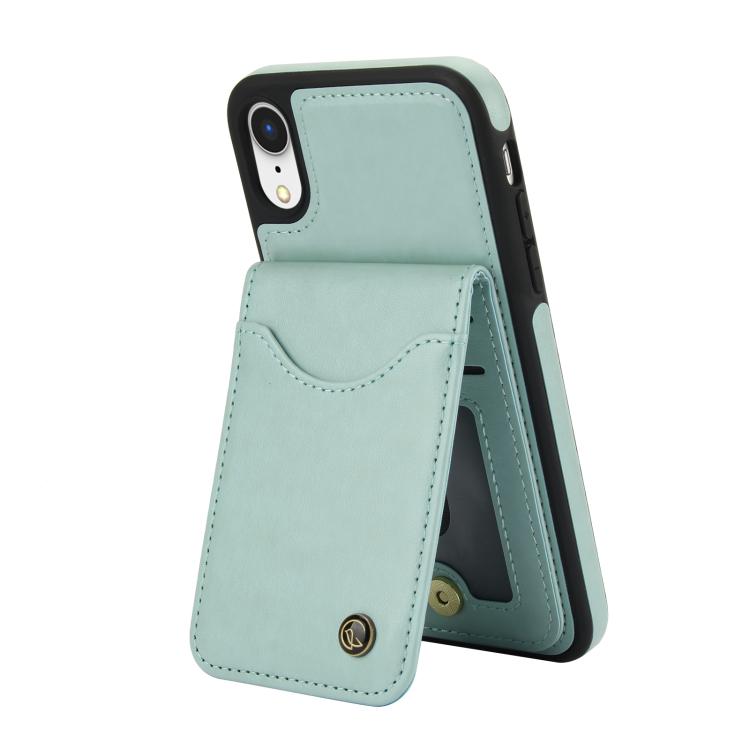 For iPhone XR AwQuer Vertical Flip Card Bag Holder Leather Phone Case(Green)