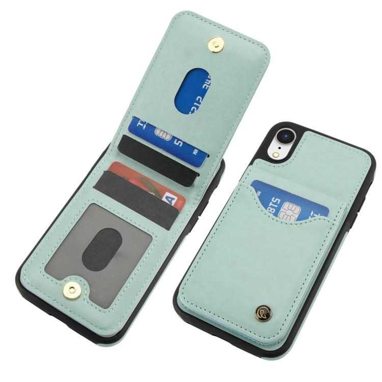 For iPhone XR AwQuer Vertical Flip Card Bag Holder Leather Phone Case(Green)