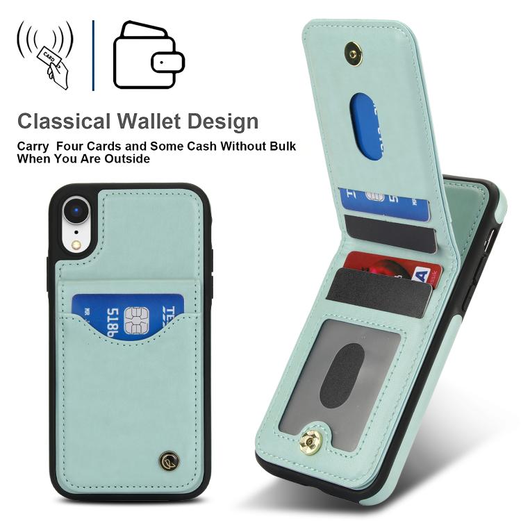 For iPhone XR AwQuer Vertical Flip Card Bag Holder Leather Phone Case(Green)