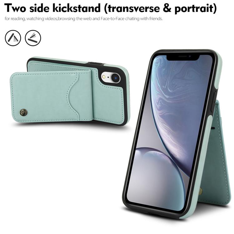 For iPhone XR AwQuer Vertical Flip Card Bag Holder Leather Phone Case(Green)