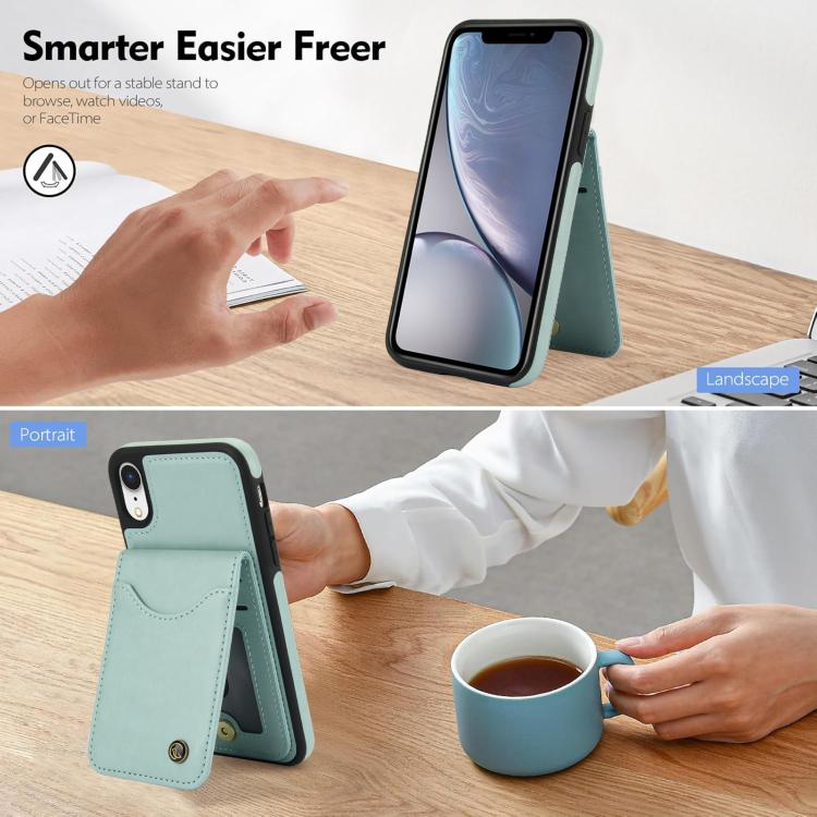 For iPhone XR AwQuer Vertical Flip Card Bag Holder Leather Phone Case(Green)