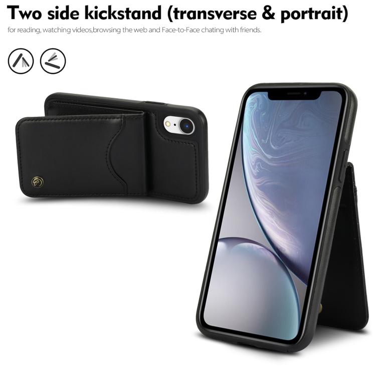 For iPhone XS Max AwQuer Vertical Flip Card Bag Holder Leather Phone Case(Black)